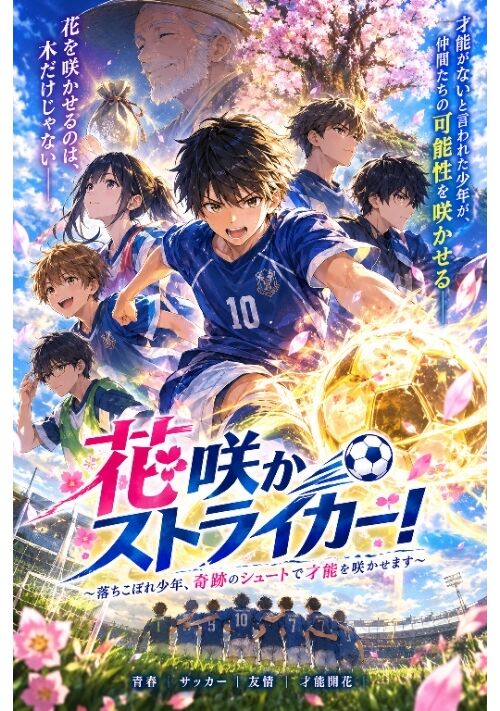 『『花咲かストライカー！ ～落ちこぼれ少年、奇跡のシュートで才能を咲かせます～』
』（クタコンドリア） 表紙