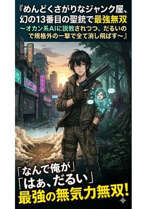 めんどくさがりなジャンク屋、幻の13番目の聖銃で最強無双〜オカン系AIに説教されつつ、規格外の一撃で全て消し飛ばす〜
