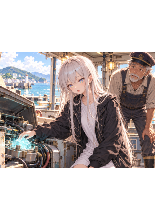 『おんぼろ船と、魚がほしい少女の物語』（羽生ルイ） 表紙
