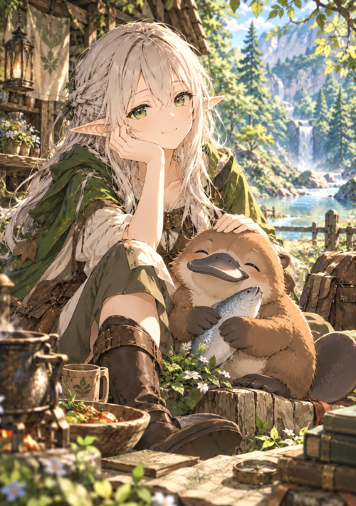 『働かないエルフと封魔の森』（あずきまんま） 表紙