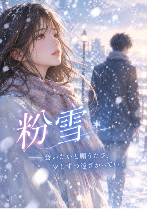 『粉雪ーー会いたいと願うたび、少しずつ遠ざかっていく』（新堂　鈴杏子） 表紙