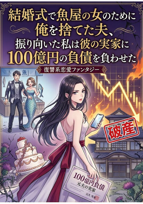 『結婚式で魚屋の女のために俺を捨てた夫、振り向いた私は彼の実家に100億円の負債を負わせた』（熾星） 表紙