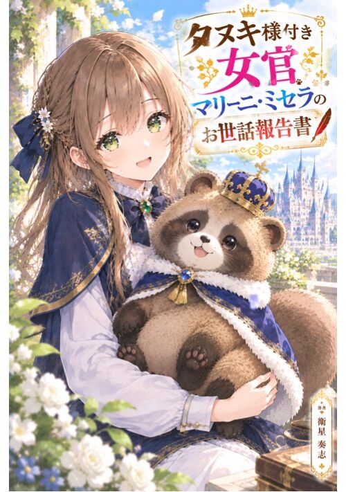 『タヌキ様付き女官マリーニ・ミゼラのお世話報告書』（衛星　奏志） 表紙