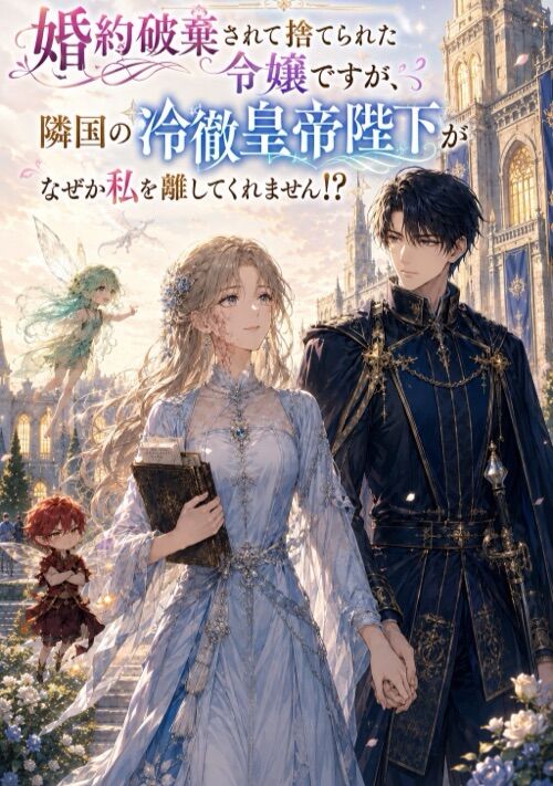 【清書版】婚約破棄されて捨てられた令嬢ですが、隣国の冷徹皇帝陛下がなぜか私を離してくれません！？ 表紙