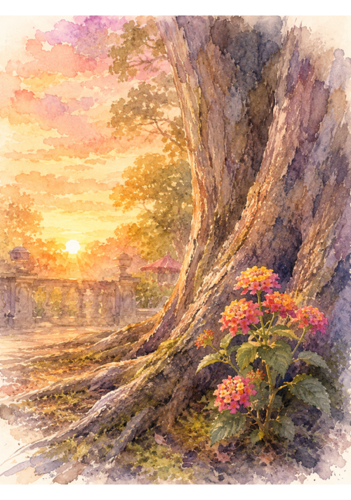 離れで萎びた花は、黄昏の庭園に咲く 表紙
