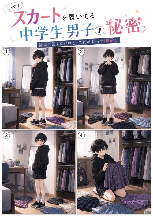 『こっそりスカートを履いてる中学生男子の秘密』（サトタケ） 表紙