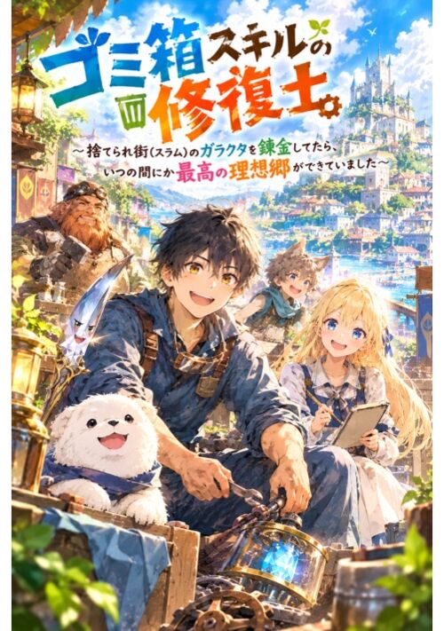 『ゴミ箱スキルの修復士〜捨てられ街（スラム）のガラクタを錬金してたら、いつの間にか最高の理想郷ができていました〜』（はぶさん） 表紙
