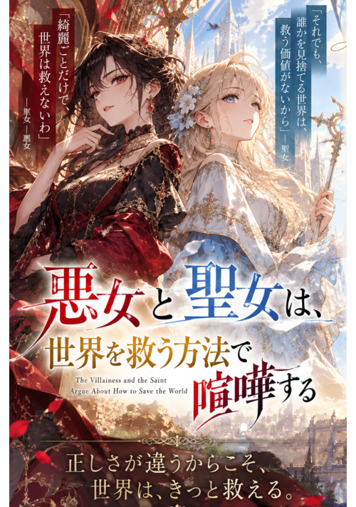 『悪女と聖女は、世界を救う方法で喧嘩する』（白川） 表紙