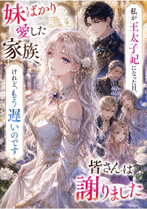 『妹ばかり愛した家族へ。私が王太子妃になった日、皆さんは謝りました。けれど、もう遅いのです』（由香） 表紙