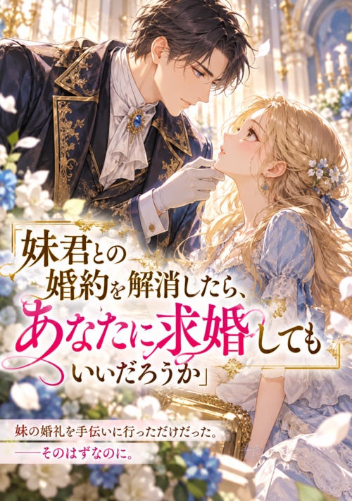 『妹君との婚約を解消したら、あなたに求婚してもいいだろうか』（よみなぎ） 表紙