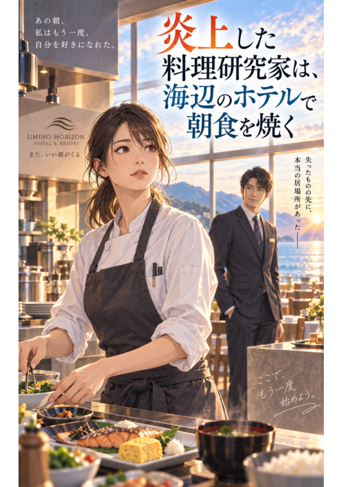 炎上した料理研究家は、海辺のホテルで朝食を焼く