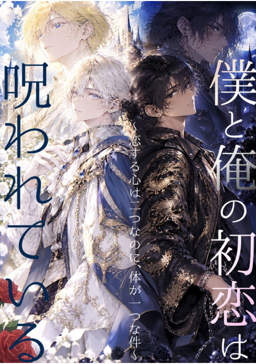 『僕と俺の初恋は呪われている ～恋する心は二つなのに、転生ミスで体が一つな件～』（良音 夜代琴） 表紙