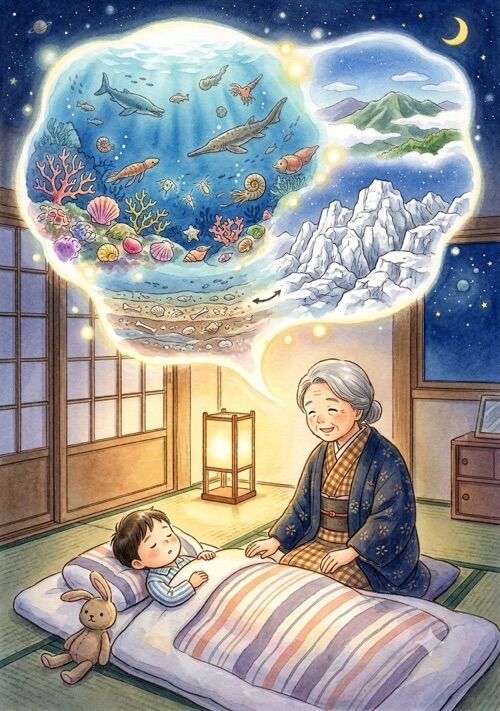 『石灰岩のお話　〜おばあちゃんが寝る前に語ってくれた小さなお話〜』（霧人　イスラエル・ハイム） 表紙