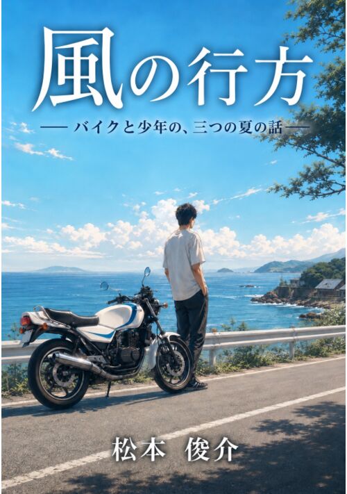 『風の行方　ーバイクと少年の話ー』（松本　俊介） 表紙