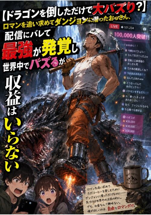 【ドラゴンを倒しただけで大バズり？】ロマンを追い求めてダンジョンに潜ったおっさん、配信にバレて最強が発覚し世界中でバズるが収益はいらない