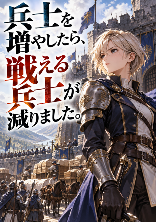 『兵士を増やしたら、戦える兵士が減りました。』（よみなぎ） 表紙