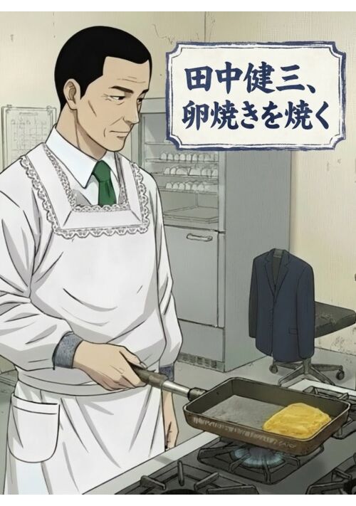 田中健三、卵焼きを焼く