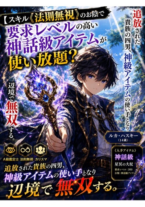 【スキル《法則無視》のお陰で要求レベルの高い神話級アイテムが使い放題？】追放された貴族の四男、神級アイテムの使い手となり辺境で無双する。