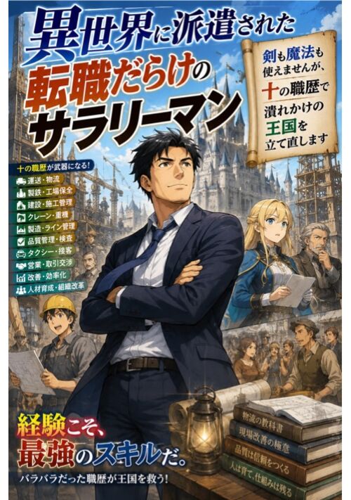 『異世界に派遣された転職だらけのサラリーマン ～剣も魔法も使えませんが、十の職歴で潰れかけの王国を立て直します～』