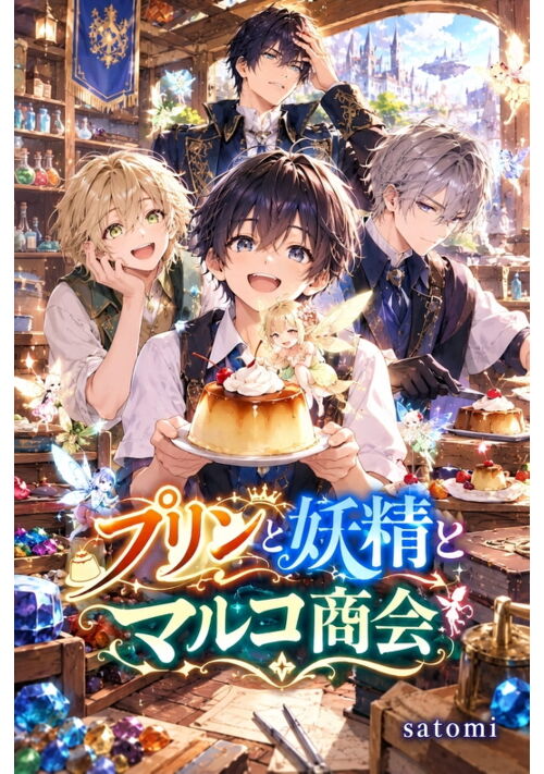 『プリンと妖精とマルコ商会』（satomi） 表紙