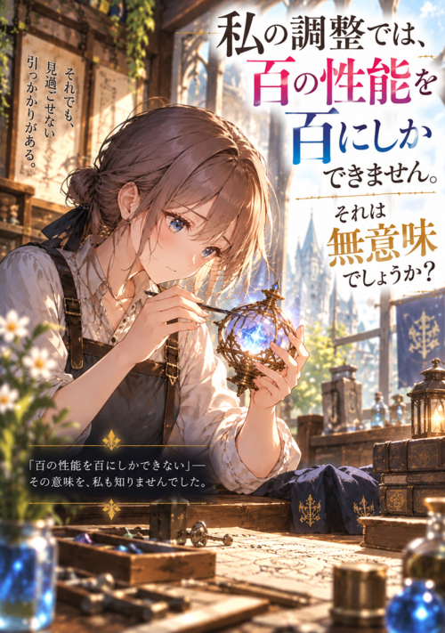 『私の調整では、百の性能を百にしかできません。それは無意味でしょうか？』（よみなぎ） 表紙