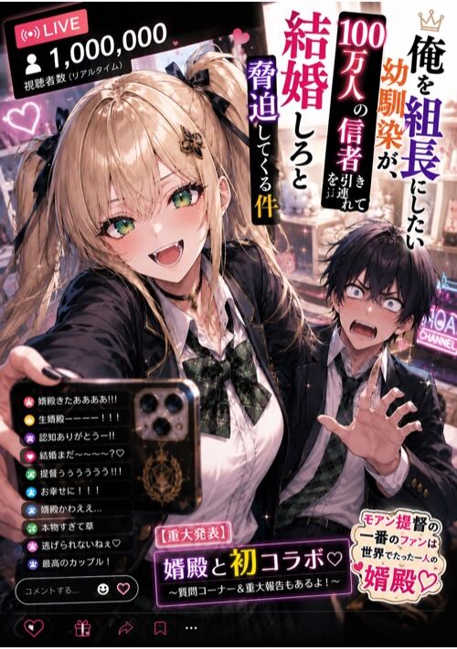  俺を組長にしたい幼馴染が、100万人の信者を引き連れて結婚しろと脅迫してくる件