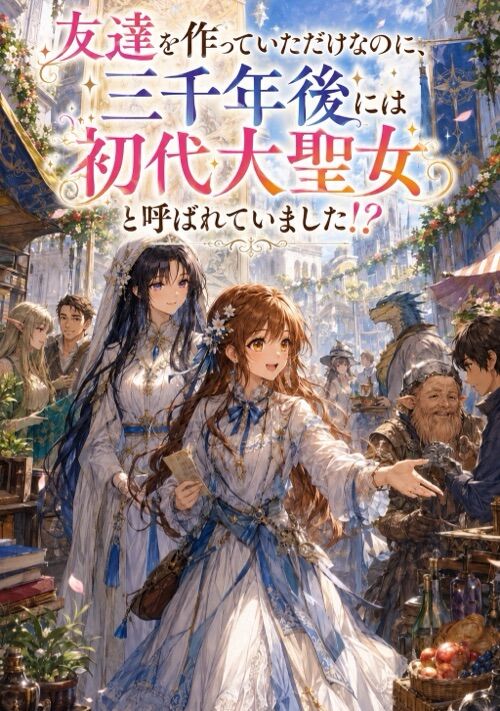 【清書版】友達を作っていただけなのに、三千年後には初代大聖女と呼ばれていました！？ 表紙