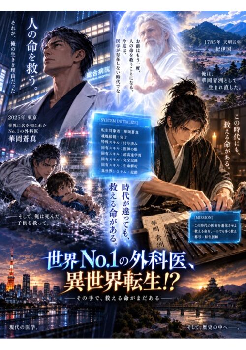 『世界No.1の外科医、異世界転生！？』（阿門甲斐吽） 表紙