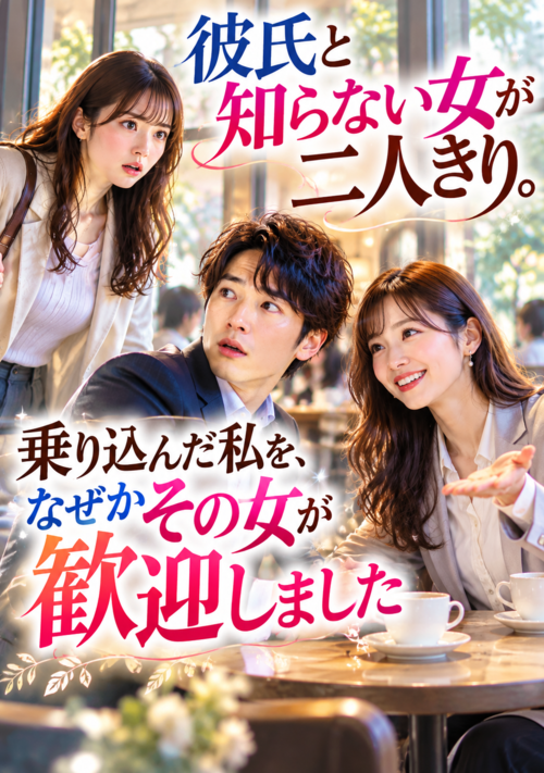 『彼氏と知らない女が二人きり。乗り込んだ私を、なぜかその女が歓迎しました』（よみなぎ） 表紙