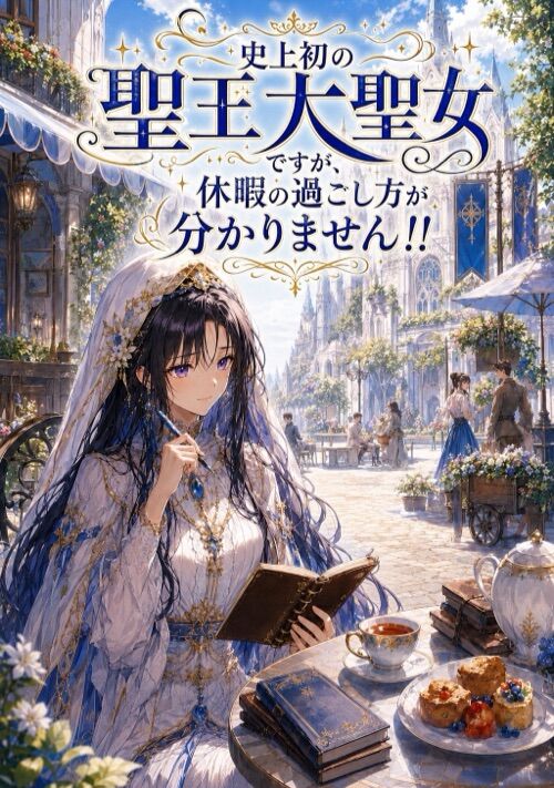 『【清書版】史上初の聖王大聖女ですが、休暇の過ごし方が分かりません！！』（Atelier Lotus文庫） 表紙