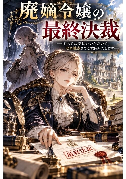 『『廃嫡令嬢の最終決裁』
――すべてお支払いいただいて、ゼロ地点までご案内いたします――』（aya） 表紙