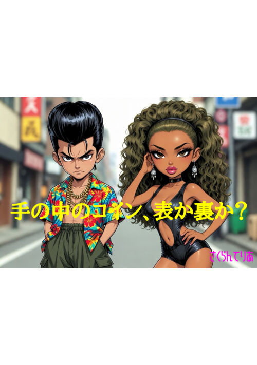 『手の中のコイン、表か裏か？　〜ツッパリ兄ちゃんとメンヘラ姉ちゃんのロードムービー的なやつと思いきや〜』（錯乱テリア） 表紙