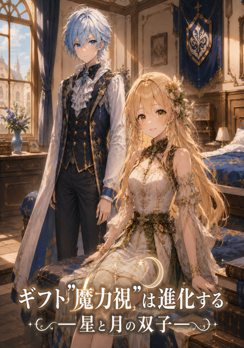 『ギフト "魔力視"は進化する　ー星と月の双子ー』（生けもの） 表紙