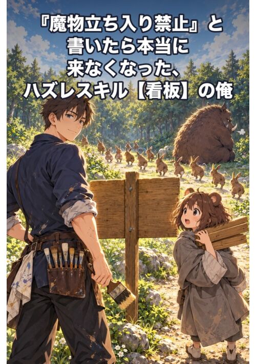 『『魔物立ち入り禁止』と書いたら本当に来なくなった、ハズレスキル【看板】の俺　～王都の騎士団に、結界いらずの看板屋と呼ばれ始めました～』（旅する書斎（☆ほしい）） 表紙