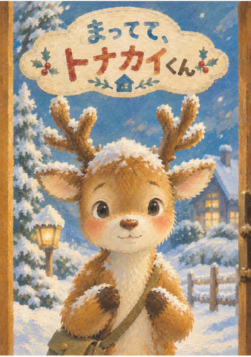 『まってて、トナカイくん』（よこいみさと） 表紙