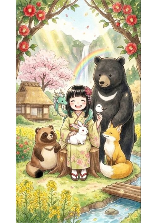 『『ひだまり箱庭の小さき守り人 ～幼き女の子と六つのもふもふ物語～』』（白狸） 表紙