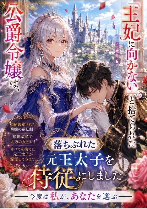 『『「王妃に向かない」と捨てられた公爵令嬢は、落ちぶれた元王太子を侍従にしました
――今度は私が、あなたを選ぶ――』』（しろねこ） 表紙