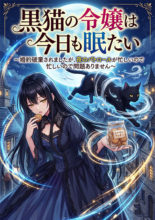 『黒猫の令嬢は今日も眠たい 〜婚約破棄されましたが、夜のパトロールが忙しいので問題ありません〜』（ひなもりぱる） 表紙