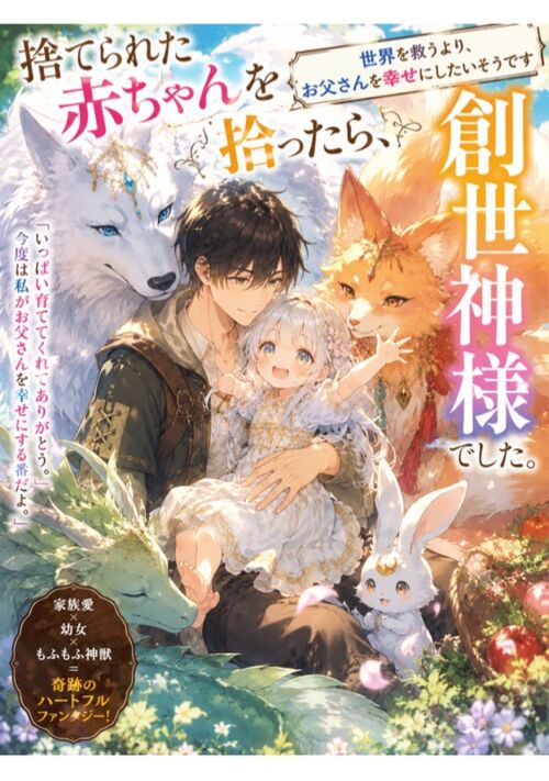 捨てられた赤ちゃんを拾ったら、創世神様でした。世界を救うより、お父さんを幸せにしたいそうです 表紙