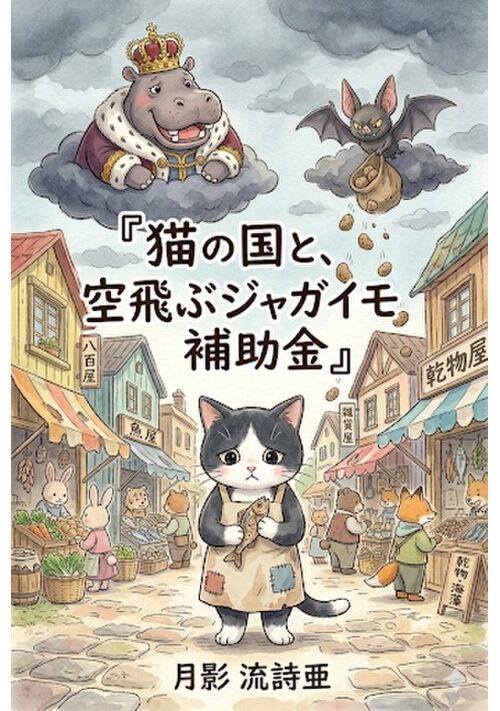『寓話『猫の国と、空飛ぶジャガイモ補助金』』（月影 流詩亜） 表紙