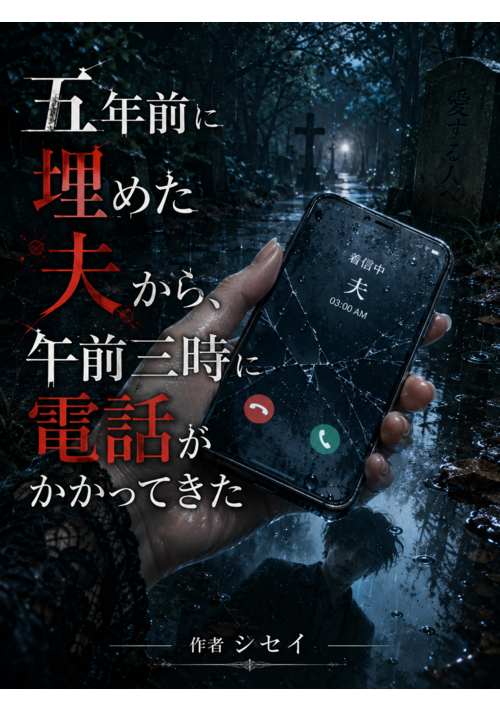 『五年前に埋めた夫から、午前三時に電話がかかってきた』（熾星） 表紙