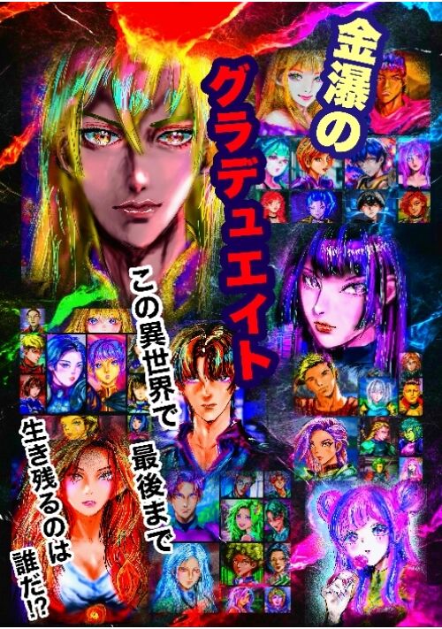 『金瀑のグラデュエイト〜学園まるごと転移！ザコ能力者が異世界で覇王になるまで〜』（大杉巨樹） 表紙