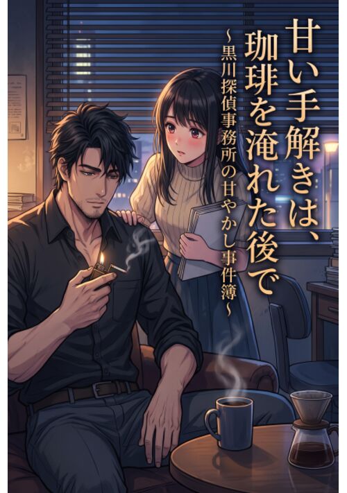 『甘い手解きは、珈琲を淹れた後で〜黒川探偵事務所の甘やかし事件簿〜』（くすのき紬） 表紙