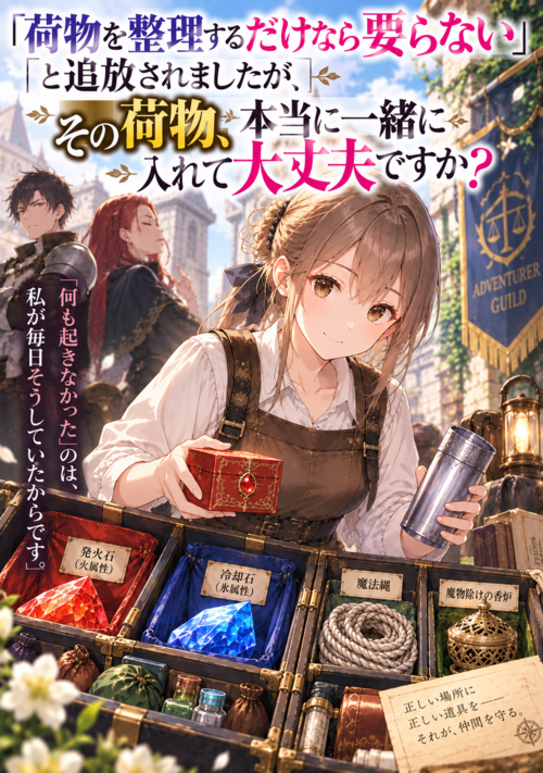 『「荷物を整理するだけなら要らない」と追放されましたが、その荷物、本当に一緒に入れて大丈夫ですか？』（よみなぎ） 表紙