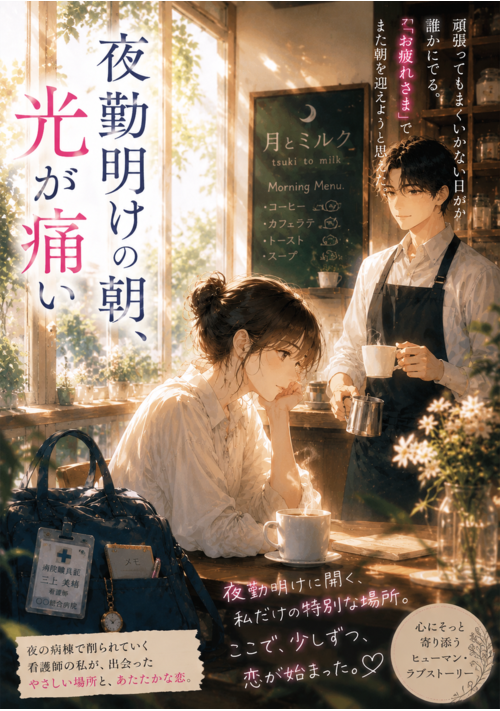 夜勤明けの朝、光が痛い 〜限界の看護師だった私を、優しいカフェ店員さんが見つけてくれました〜