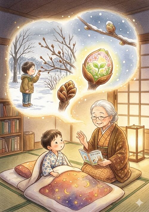 『冬芽のお話 〜おばあちゃんが寝る前に語ってくれた小さなお話〜』（霧人　イスラエル・ハイム） 表紙