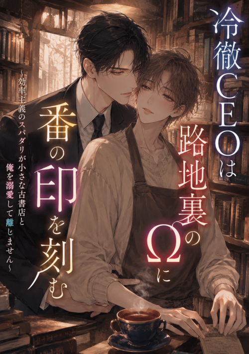 『冷徹CEOは路地裏のΩに番の印を刻む〜効率主義のスパダリが小さな古書店と俺を溺愛して離しません〜』（水凪しおん） 表紙