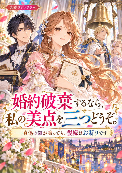 婚約破棄するなら、私の美点を三つどうぞ。――真偽の鐘が鳴っても、復縁はお断りです 表紙