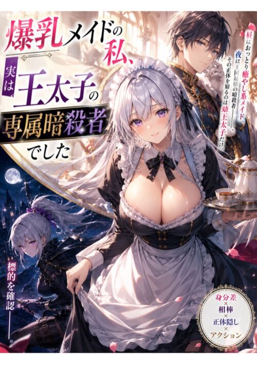 『爆乳メイドの私、実は王太子の専属暗殺者でした』（由香） 表紙