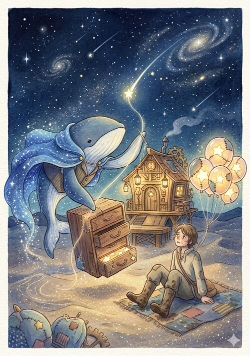 『夜空のつぎはぎ工房—クジラの仕立て屋と古い引き出し—』（霧人　イスラエル・ハイム） 表紙
